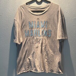 Majestic Gray Miami Marlins Short Sleeve Tee
